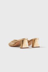 ERNESTINA - Sandales en cuir tressé doré