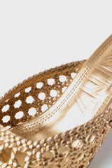 ERNESTINA - Gold Woven Leather Sandals