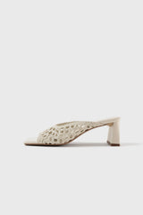 ERNESTINA - White Woven Leather Sandals