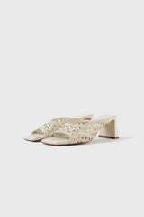 ERNESTINA - White Woven Leather Sandals