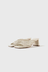 ERNESTINA - Sandales en cuir tressé blanc