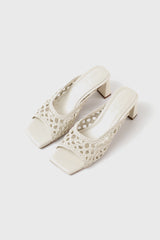 ERNESTINA - White Woven Leather Sandals