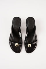 ESTELA - Black Leather With Embellishment Sandals