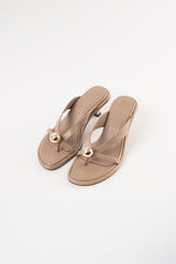 ESTELA - Light Brown Leather With Embellishment Sandals