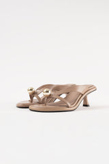 ESTELA - Light Brown Leather With Embellishment Sandals
