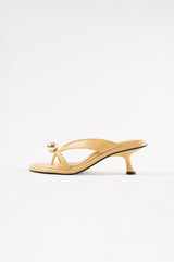 ESTELA - Light Yellow Leather With Embellishment Sandals