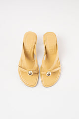 ESTELA - Light Yellow Leather With Embellishment Sandals