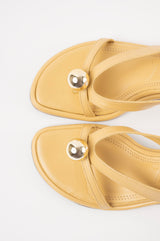 ESTELA - Light Yellow Leather With Embellishment Sandals