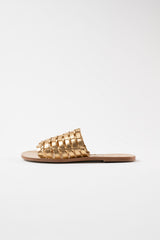 ESTRELLA - Gold Woven Leather Sandals