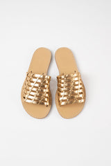ESTRELLA - Gold Woven Leather Sandals