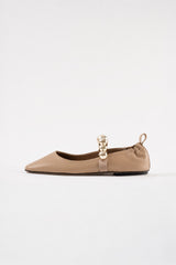 FLAMENCA - Light Brown Leather Ballerina