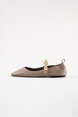 FLAMENCA - Light Taupe Leather Ballerina