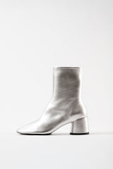 FLAVIA - Silver Leather Ankle Boots