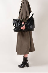 GALEA - Black Faux Croco Leather Ankle Boots