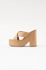 GARDA - Naturel Raffia Platform Sandals