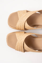 GARDA - Naturel Raffia Platform Sandals