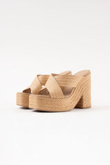 GARDA - Naturel Raffia Platform Sandals