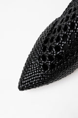 GLORIA - Black Woven Leather Flat Shoes