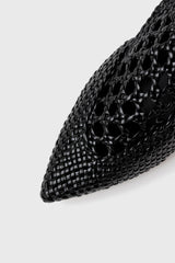 GLORIA - Black Woven Leather Flat Shoes