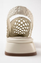 GLORIA - White Woven Leather Flat Shoes