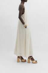 GRACIA - Gold Leather and Raffia Platform Sandals
