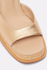 GRACIA - Gold Leather and Raffia Platform Sandals