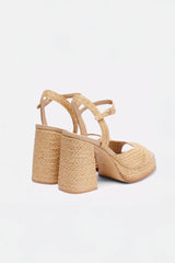 GRACIA - Natural Raffia Platform Sandals