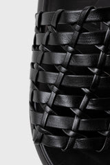 Ibiza black woven leather sandals - Souliers Martinez
