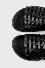 Ibiza black woven leather sandals - Souliers Martinez