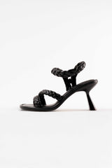 ISA - Black Woven Leather Sandals
