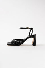 LÉA - Black Woven Leather Sandals