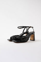 LÉA - Black Woven Leather Sandals
