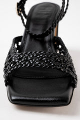 LÉA - Black Woven Leather Sandals