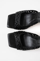 LÉA - Black Woven Leather Sandals