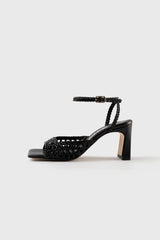 LÉA - Sandales en cuir tressé noir