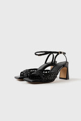 LÉA - Black Woven Leather Sandals