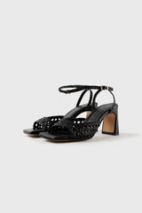 LÉA - Sandales en cuir tressé noir