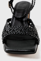 LÉA - Black Woven Leather Sandals