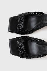 LÉA - Black Woven Leather Sandals