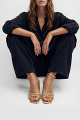 LÉA - Gold Woven Leather Sandals