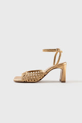 LÉA - Gold Woven Leather Sandals
