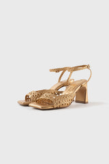 LÉA - Sandales en cuir tressé doré