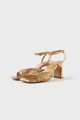 LÉA - Gold Woven Leather Sandals