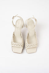 LÉA - White Woven Leather Sandals