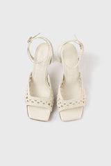 LÉA - White Woven Leather Sandals