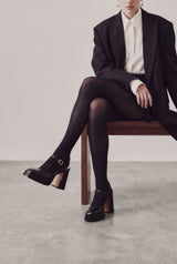 MALASANA - Black Leather Platform Pumps