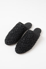 MALLORCA - Black Woven Leather Sandals