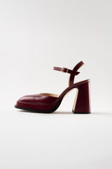 MALASANA - Burgundy Leather Platform Pumps
