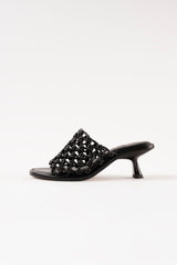 MARIZA - Black Woven Leather Sandals