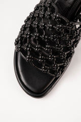 MARIZA - Black Woven Leather Sandals